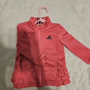 Adidas Pink Ruffled Jacket With Splatter Accents- 18 M
